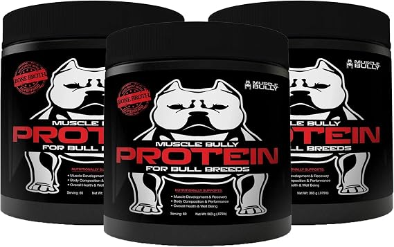 Protein Supplement for Dogs - Supports Muscle Growth, Recovery and Size. Formulated for Bull Breeds (Pit Bulls, American Bullies, Bulldogs) (180 Servings)