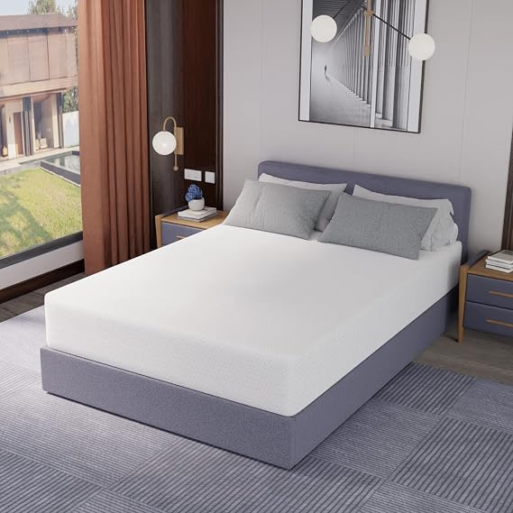 PayLessHere 12 Inch Green Tea Memory Foam Mattress,Bed-in-a-Box Medium Firm Mattress CertiPUR-US Certified Breathable Bed Mattress for Cooler Sleep Supportive & Pressure Relief,Queen