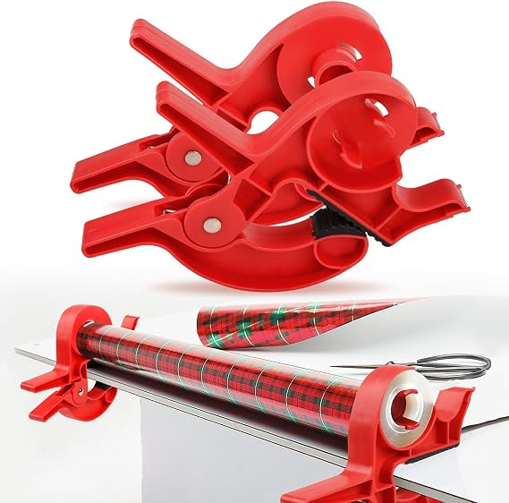 Wrapping Paper Cutter, Tabletop Gift Wrapping Tool, Gift Wrap Cutter, Tape Dispenser Wrapping Paper Holder Table Clamp, Gift Wrapping Paper Cutter Fits Any Size Roll for Desk Packing Christmas