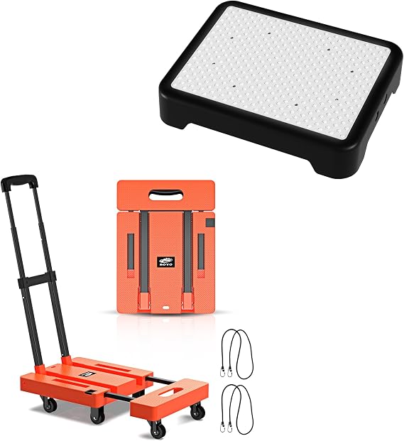 Non-Slip Step Stool for Elderly, Indoor/Outdoor Non-Slip Step Platform Assistive Devices for Adults and Elderly+500lbs Folding Hand Truck,Heavy Duty Collapsible Cart