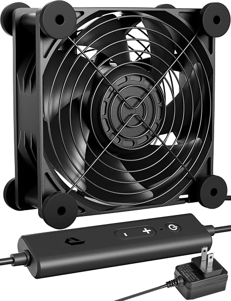 UpHere 12cm Cooling Fan AC Power Supply Exhaust Ventilation Fan Powerful 3000RPM DC12V PC Fan 120mm Air Cooling 5-Stage Adjustment High Airflow Silent Multi-Purpose Fan 120mm*38mm 1 Piece D1K1