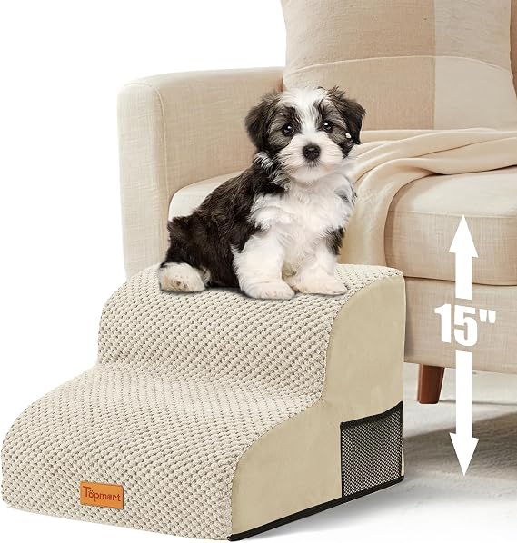 Topmart High Density Foam Pet Steps 2 Tiers,11.8" High,Non-Slip Dog Stairs