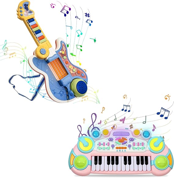 Baby Toddlers Guitar Piano Projector Toy for Kids 1-4 Years Birthday Gifts Boy Girl