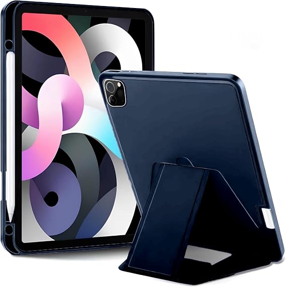 Babilden iPad Tablet İle Uyumlu Kılıf Lüks Kadife İç Kaplamalı Suni Deri Mıknatıslı Standlı Tablet Arka Kapak (Lacivert, iPad Pro 13 2024)