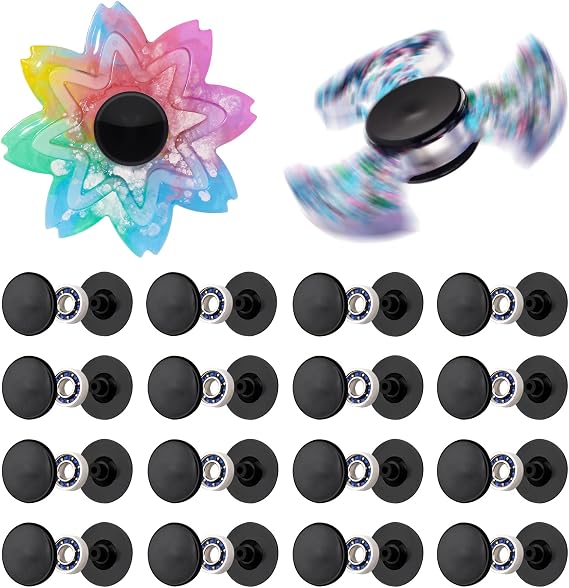 NiArt Fidget Spinner Bearings with Caps 16 Pack, Chrome Steel DIY Set | Sealed Bearing Design Keeps Dust Out for Smooth Precision Spinning, Ideal for Resin Casting Projects, Stress Relief