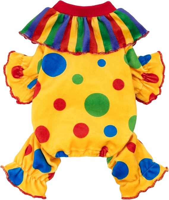 Fitwarm Halloween Dog Clown Costume, Funny Clothes for Small Dogs Girl Boy, Pet Outfit, Yellow, Medium