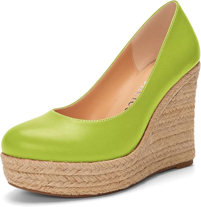Castamere Women High Heel Wedge Platform Round Toe Pumps Slip-on Classic Cute Office Shoes