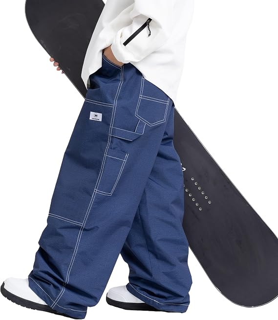 SNOWVERB Women's Men's Waterproof Baggy Fit Snow Pants for Ski & Snowboard