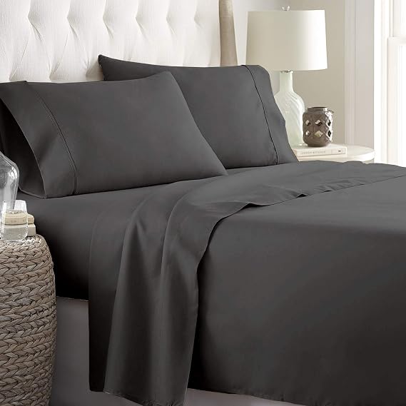 Mattress-Homes Egyptian Giza Cotton Sheets Twin, 100% Giza Long-Staple Cotton, Soft & Breathable, 18 Inch Extra Deep Pocket Bed Sheets, Luxury Hotel Quality Bedding, Dark Grey