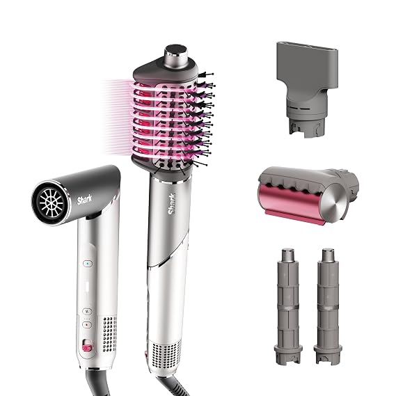 Shark FlexFusion Ceramic Air Styler, Auto-Wrap Curlers, Metallic Mist, HD641