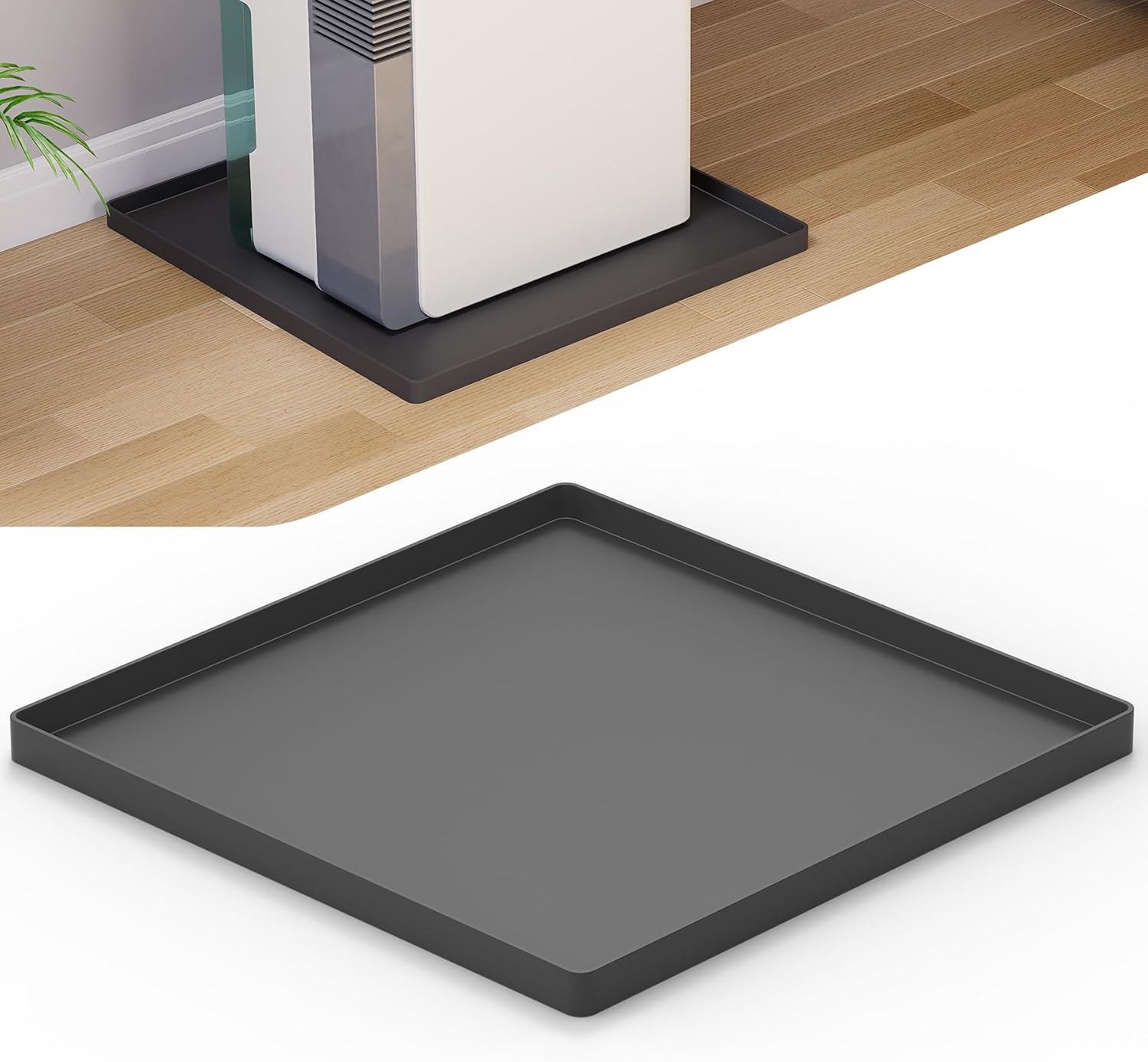 Dehumidifier Mat for Home Dehumidifiers, Large Dehumidifier Drain Pan Prevent Leaks, Waterproof Silicone De humidifier Drain Tray Protect From Appliance Leaks Water Spills, Black, 19"x19"