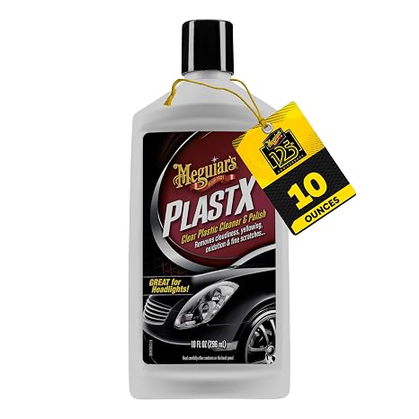 Meguiar's PlastX Clear Plastic Polish Headlight Restoration Polish, 10 Oz | Plastic Cleaner & Scratch Remover, Restores Clarity, Removes Yellowing, Oxidation & Cloudiness