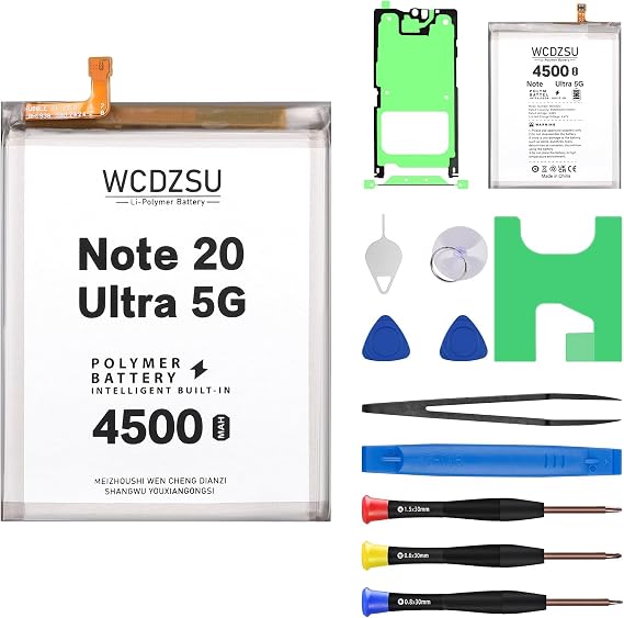 Battery Replacement for Samsung Galaxy Note 20 Ultra 5G High Capacity 4500mAh EB-BN985ABY 0 Cycle Lithium Polymer Battery for Samsung Note 20 Ultra 5G with Repair Tool Kit SM-N986U N986B N985F