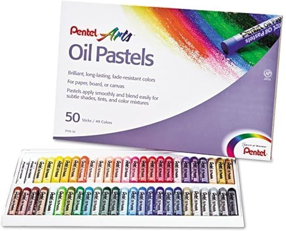 Pentel Oil Pastel Set With Carrying Case,45-Color Set, Assorted, 50/Set