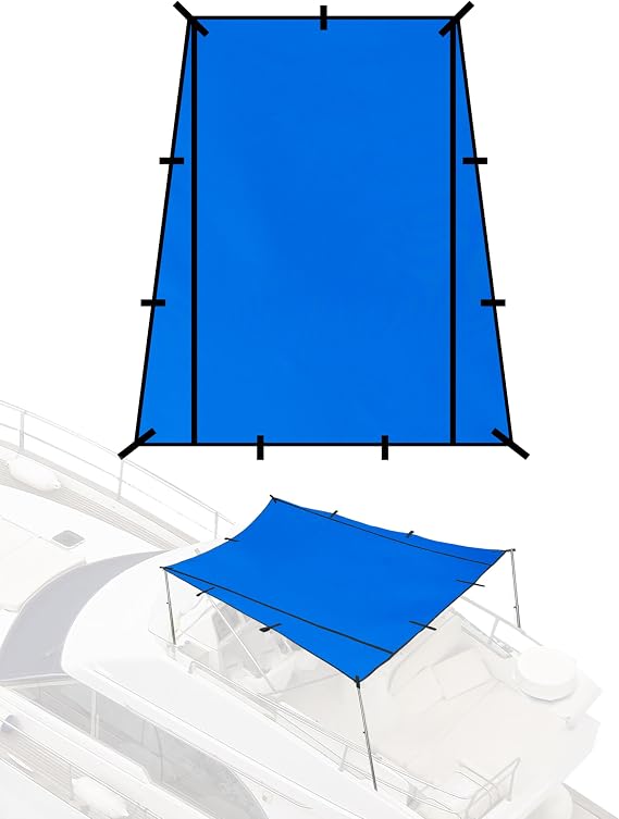 BLUEWING Sunshade for Fishing Boats Shade Canopy Waterproof Durable 1200D Polyester Sun Shade Foldable Umbrella for Protection, 8 * 7 * 5ft