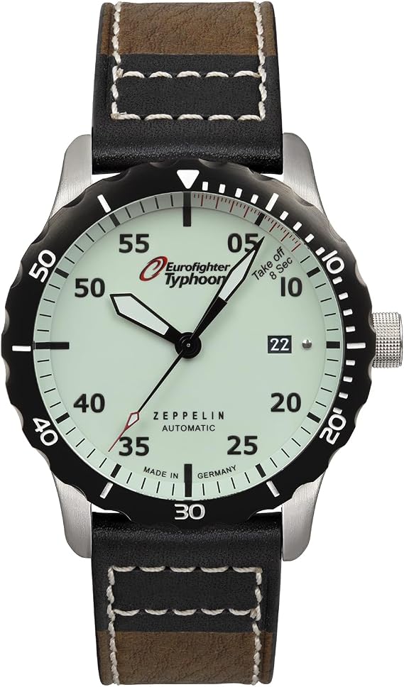 Zeppelin 7268-5 Men's Watch, Zeppelin, Eurofighter, Automatic Winding, Water Resistant to 20 ATM, Mineral Glass, Beige Dial, Stainless Steel