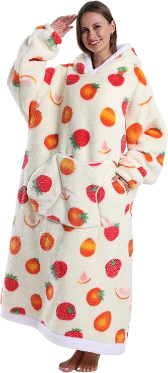 Capecage Blanket Hoodie, Long Hooded Blanket Sweatshirt as Birthday Gifts for Women Men, Long Wearable Blanket for Women Men.