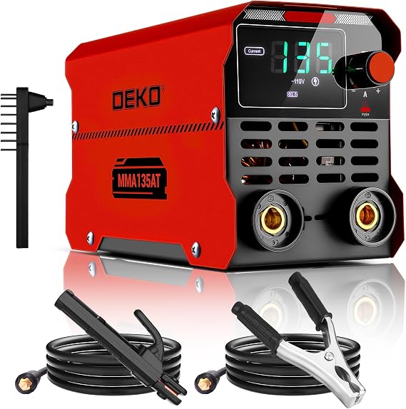 Mini Stick Welder TIG Welding:DEKOPRO 135Amp 110V MMA Portable ARC Welding Machine Kit, IGBT Digital Display LCD, Hot Start, Arc Force, Anti-Stick