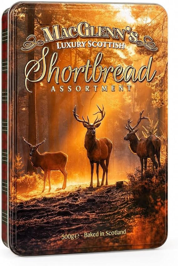 MacGlenns Scottish Luxury Traditional Shortbread Tin 500g - Stag Design