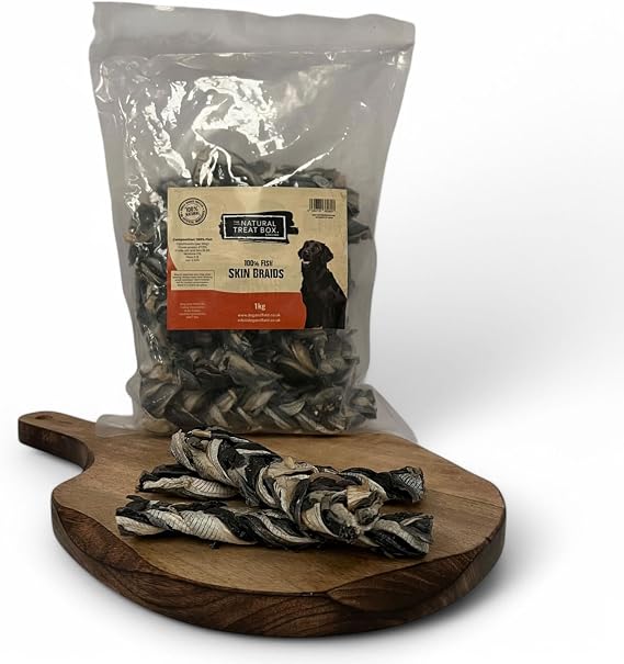 Dog & Field Fish Skin Braids For Dogs - 1kg. 100% Natural Dog Chews, With Essential Omega 3 & Omega 6 Oil | Long Lasting, Easy To Digest | Fish Skins For Dogs, 1kg Pack