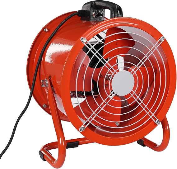 12" Portable Axial Blower Exhaust Fan, Portable Utility Blower Fan Ventilation Fanwith Pure Copper Motor, Silent Ventilation Fan for Factories Warehouse Kitchen Workshop