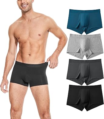 Men's Breathable Underwear Bamboo Viscose Boxer Briefs Short Leg Trunks 3 or 4 Pack