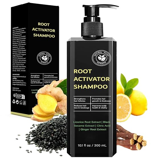 Root Activator Shampoo for Men, Hair Growth Shampoo for Hair Loss and Thinning Hair, Natural Formula for Men and Women- 10.1 fl oz / 300 mL