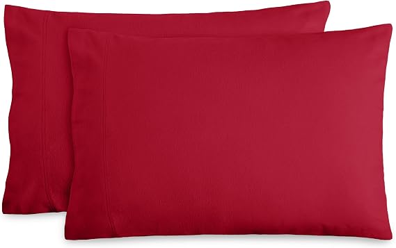 Bare Home Flannel Pillowcases 100% Cotton (King Set of 2, Red)