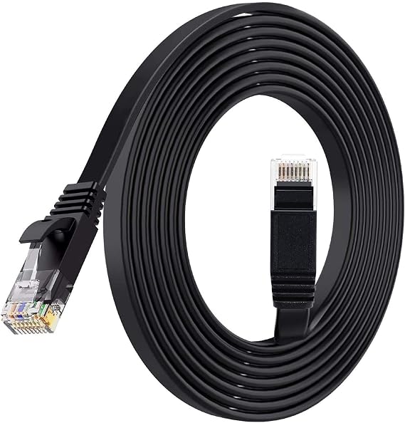TBMax 2Pack 4.5M Cat6 Ethernet Cable 1Gbps High Speed RJ45 Flat Internet Cable UTP Internet Patch Cable Compatible with Cat5/Cat7, for Switch/Router/Modem(Black) (4.5m(2pack))