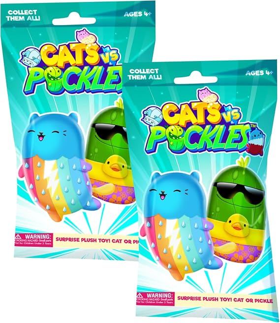 Cats vs Pickles 2 Pack Teal Wave Mystery Bags - Bean Filled Plushies (Styles Will Vary)