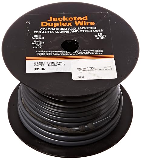 Deka East Penn (03206) 100' 14-2 Gauge Jacketed Wire,Black