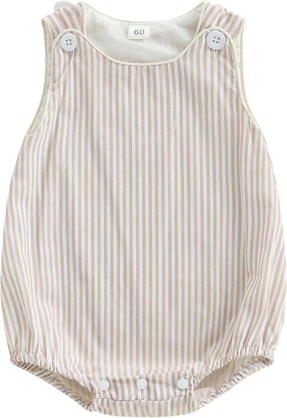 Newborn Baby Unisex Summer Romper Fruits Stripes Print Jumpsuit Overall
