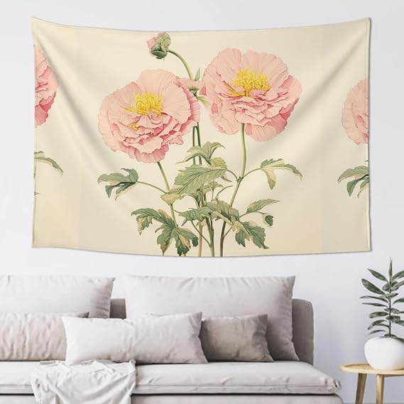 RLDOBOFE Flower Illustration Tapestry Aesthetic Wall Hanging Tapestries 60'' x 40'' Boho Tapestries Vertical Wall Art Decorative Funny Vintage Poster Flag Tapestry for Bedroom Living Room Decor