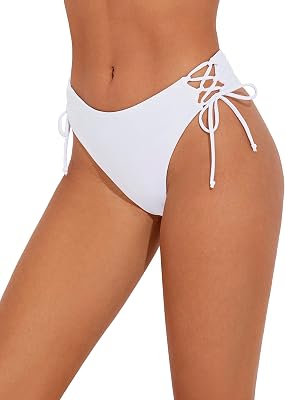 Bonneuitbebe Womens Tie Side Bikini Bottom Cheeky Brazilian Swimwear Bottom with Minimal Coverage
