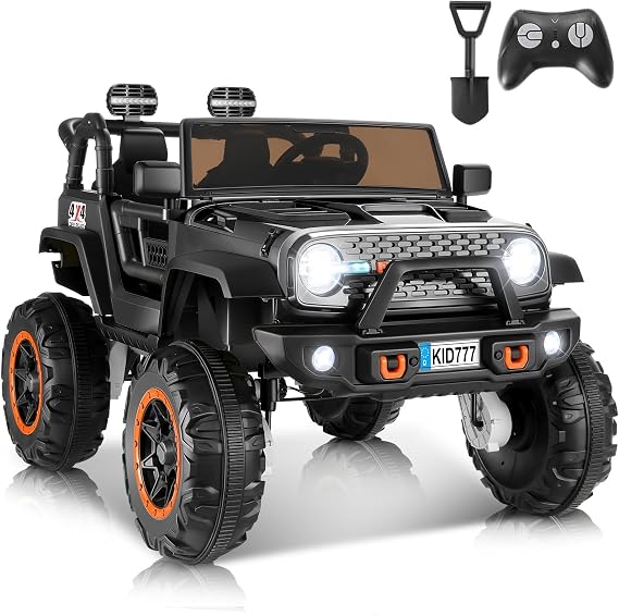 Hikole Electric Ride on Truck, 24V Power Wheels Car w/Remote Control, Black