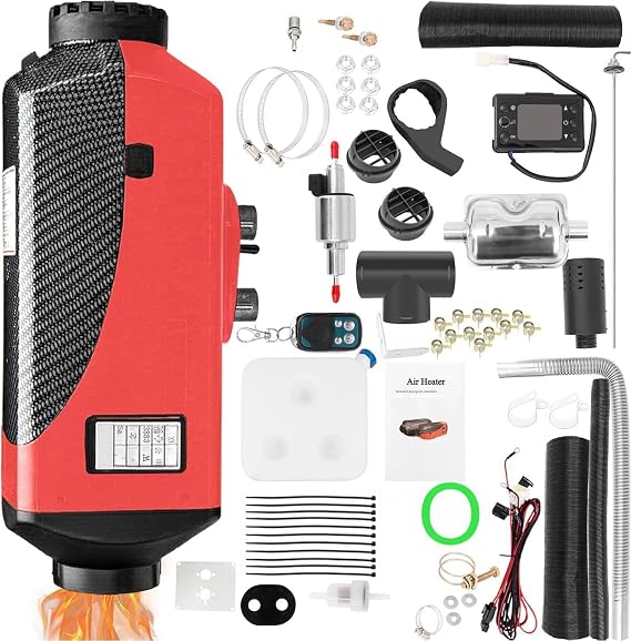 8KW Diesel Heater, Diesel Air Heater,Portable 12V Diesel Parking Heater with LCD Monitor & Remote Control, Fast Heating, for Vehicle, Tent, Bus, RV, Truck, Camper, Trailer,Red