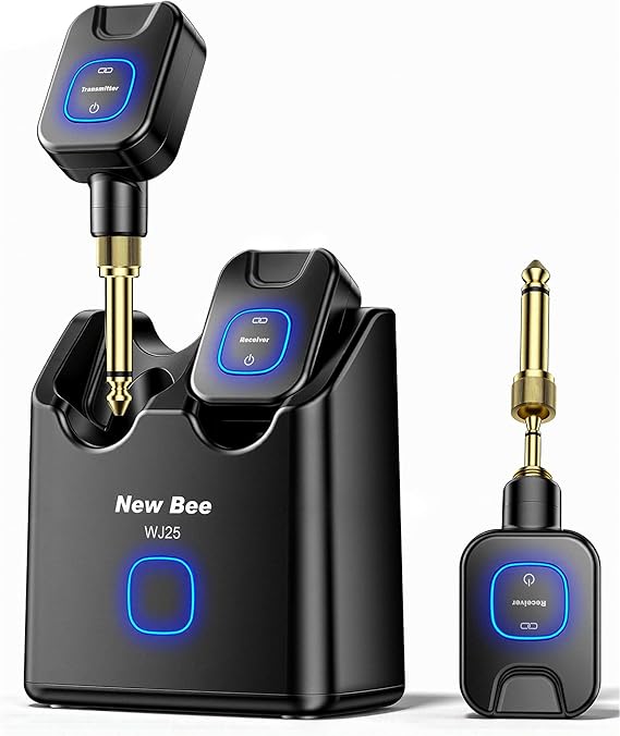 Wireless Guitar System 5.8GHz Charging Box 30H Work for Guitar Bass | 6 Channels,Wireless Guitar Transmitter Receiver for 6.35mm & 3.5mm Jacks & Active Pickup Instruments