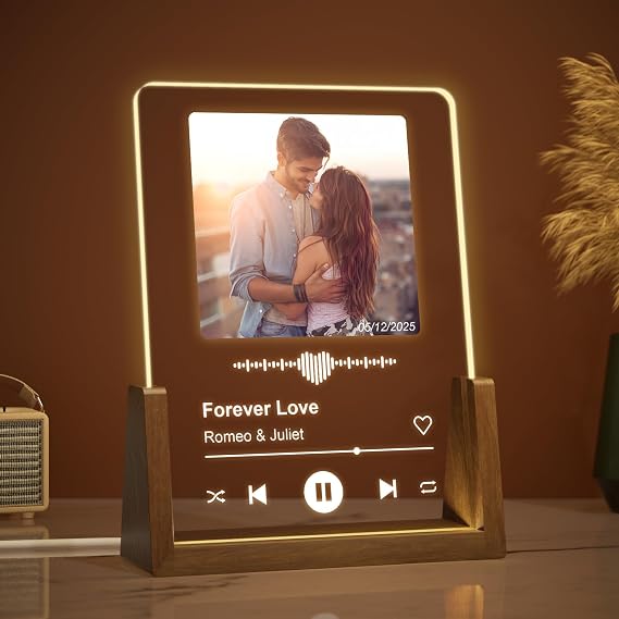 LUCKOR Custom Music Photo Plaque, Valentine Gift for Couples | Custom music plaque picture frame, Valentine, anniversary, birthday gift for him, her, boyfriend, girlfriend, wife or husband