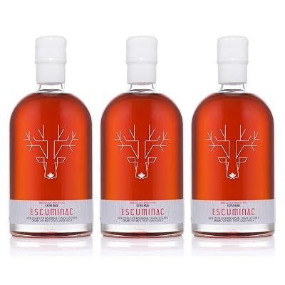 Escuminac Extra Rare, Organic Maple Syrup - 3 Pk Value Bundle, 3 x 16.9 fl oz - Canada Grade A Amber Rich Taste - Authentic & Pure Canadian Maple Syrup - Delicate Taste - Great Gift