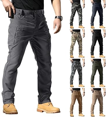 Mens Military Cargo Tactical Pants Water Resistant Ripstop Lightweight Stretch Combat Outdoor Hiking Pants