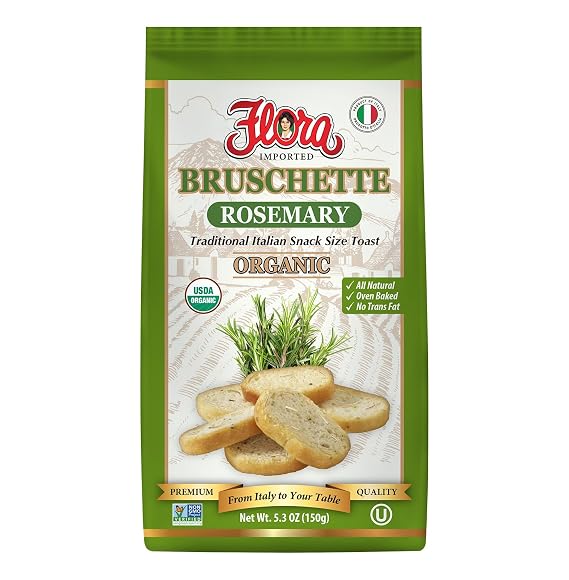 Flora Foods Organic Bruschette Mini Toasts (Rosemary) - Imported from Italy - Bread for Bruschetta