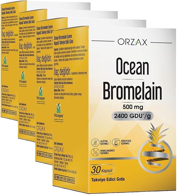 Orzax Ocean Bromelain 500 Mg 30 Kapsül (4 paketi)