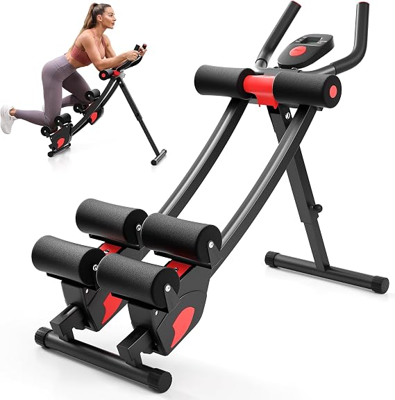 Adjustable Ab Machine with Dual Tracks Foldable Home Gym Equipment for Mountain Climber & Crunches, Heavy-Duty Core Trainer for Beginners, 440 LBS