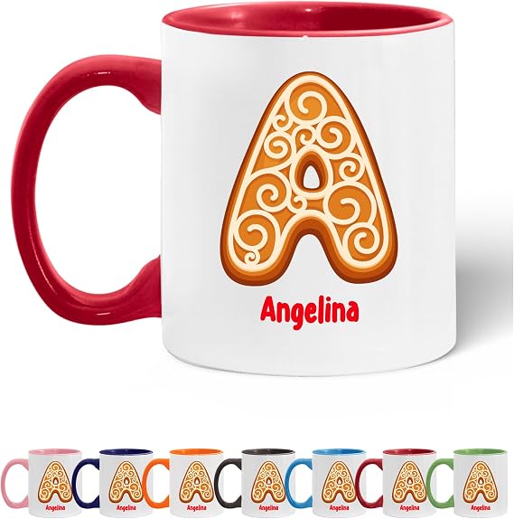 Custom Christmas Monogram Mugs - Personalized Coffee Mugs with Initial Letter, Name, Photo, Text - Customized Christmas Coffee Cup - Tazas de Navidad Personalizadas Gift for Women, Men - 11oz & 15oz