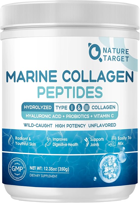 NATURE TARGET Marine Collagen Peptides Powder, 35 Servings