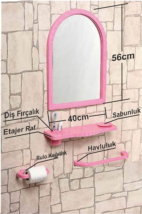 M3 Decorium Çoklu 4 Parçalı 56x40cm Büyük Otel Banyo Cafe WC Evye Tuvalet Lavabo Üstü Üzeri Boy Aynası Ayna Seti