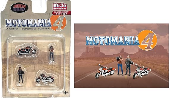 American Diorama 1:64 scale compatible with Motomania Figure Set (No.4 With 2 Bikes)