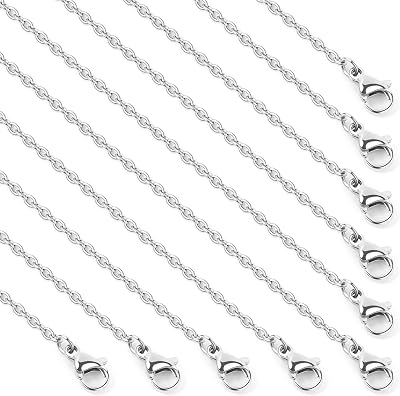 Cadikez 24PCS Stainless Steel Cable Chain Necklace Bulk, 1.5mm 18inch Stainless Steel Finished Flat Cable Link Chains for Necklace Jewelry Making