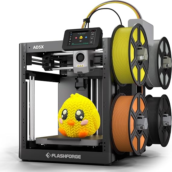 Flashforge AD5X Multi-Color 3D Printer: High-speed 4-color printing, Maximum speed 23.6 inches 600 mm per second, One-click automatic leveling, IFS multi-material 3D printer, Modeling size: 8.7 x