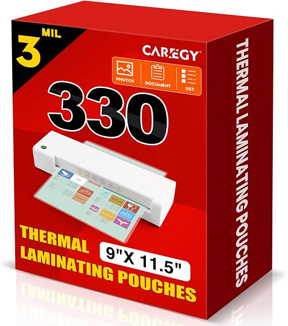 CAREGY Thermal Laminating Pouches,330 Pack Laminating Sheets, 3 Mil,